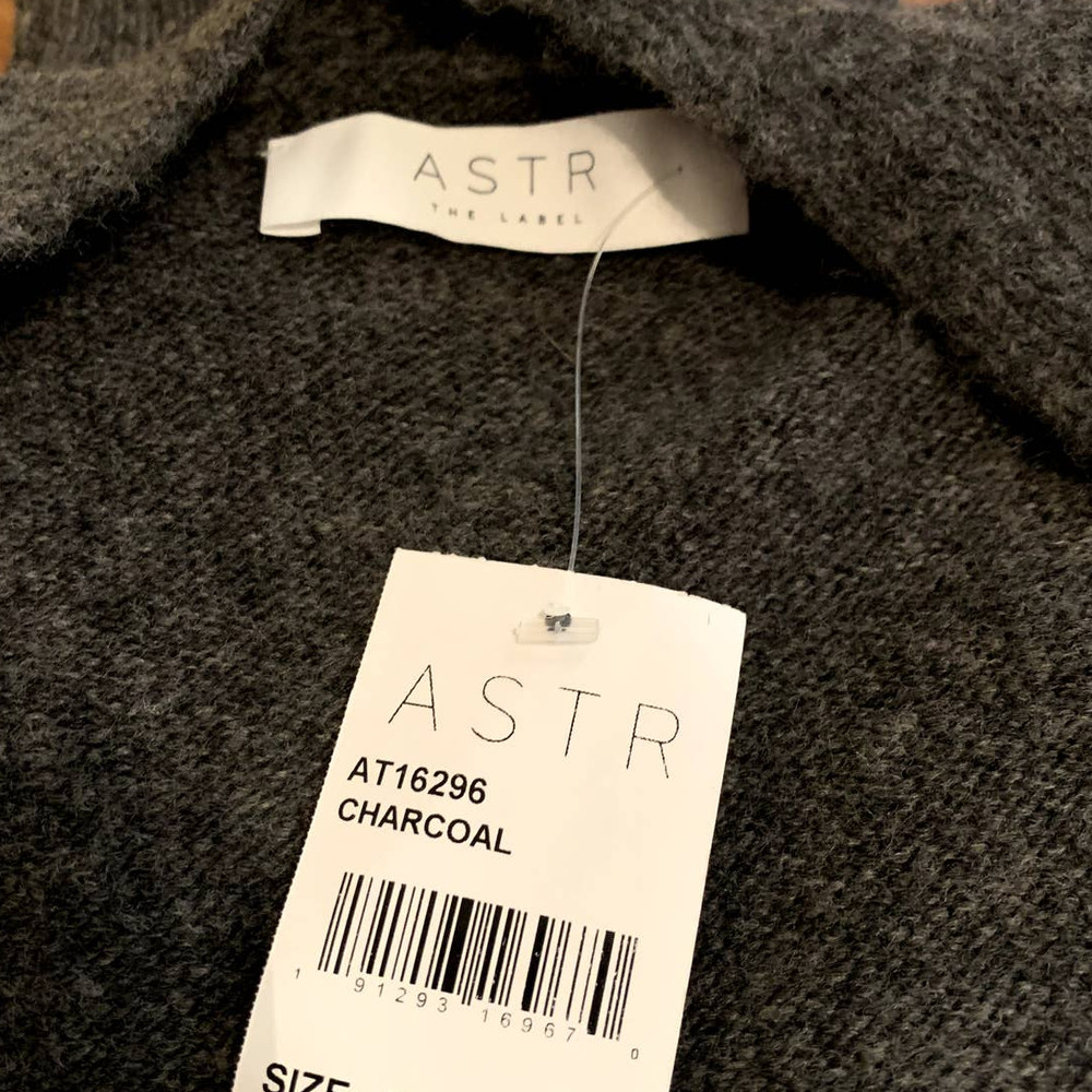 NWT ASTR CHARCOAL PLEATED WRAP SWEATER SIZE SMALL - Picture 6 of 6